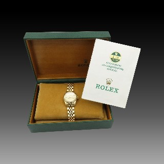 Montre Rolex Oyster Lady Datejust Or 18k Massif de 1988 . Cadran jaune. Ref : 69173 .