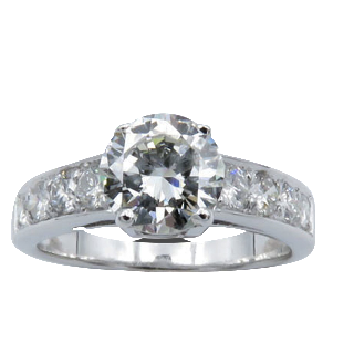 Solitaire en Or gris 18 Cts avec Diamant brillant 1,06 Cts G-VVS1 + 0,38 Cts