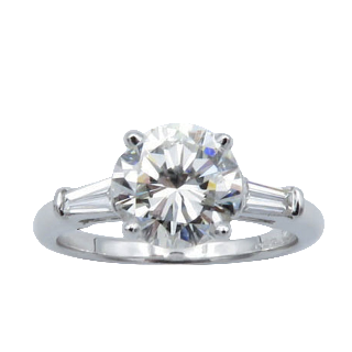 Solitaire en Or gris 18 Cts avec Diamant brillant 1,77 Cts G-VS1 + 0,18 Cts