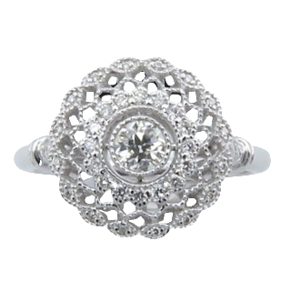 Bague en Or 18k avec 0,30 Cts de Diamants H-VS.  Taille 53