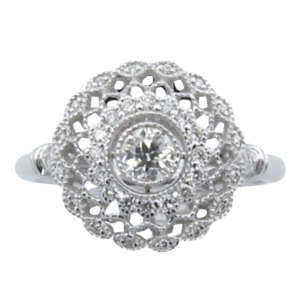 Bague en Or 18k avec 0,30 Cts de Diamants H-VS.  Taille 53