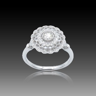 Bague en Or 18k avec 0,36 Cts de Diamants H-VS.  Taille 53