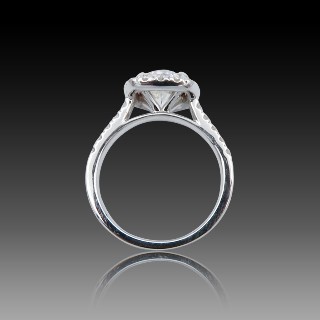 Solitaire Diamant taille Coussin de 2.16 Cts I-P1. Or gris 18k  .Taille 52.