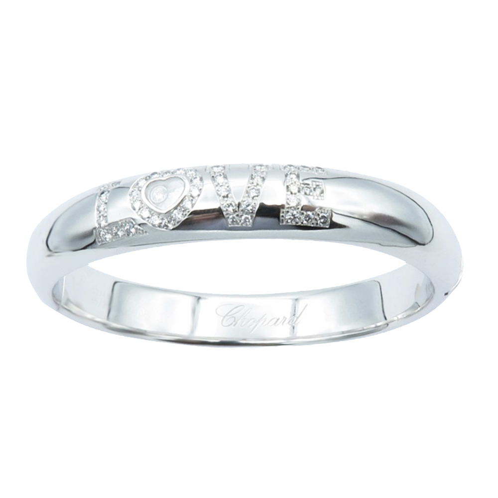 Bracelet jonc Chopard ouvrant Or gris 18k "Love" Diamants brillants 