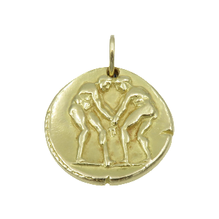 Médaille Zodiaque Van Cleef & Arpels "Gemeaux" en Or jaune 18k massif vers 1970.