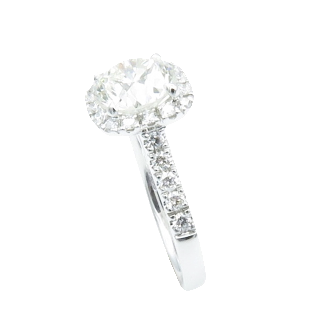 Solitaire Diamant taille brillant de 2.00 Cts I-SI1. Or gris 18k  .Taille 53.