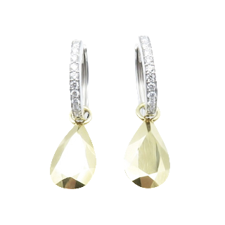  Boucles Oreilles Vangelder "Palaos Pepite" or gris et jaune 18k avec Diamants 