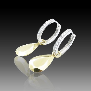  Boucles Oreilles Vangelder "Palaos Pepite" or gris et jaune 18k avec Diamants 