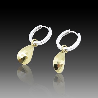  Boucles Oreilles Vangelder "Palaos Pepite" or gris et jaune 18k avec Diamants 