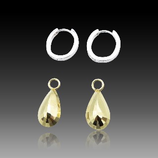  Boucles Oreilles Vangelder "Palaos Pepite" or gris et jaune 18k avec Diamants 