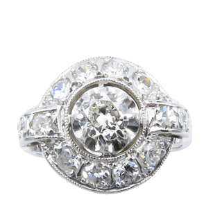 Bague en platine vers 1930 avec 0,80 Cts environ de Diamants.