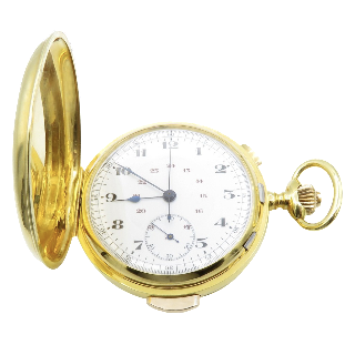 Montre Gousset Or jaune 18k Répétitions des Quarts et Chronographe. 