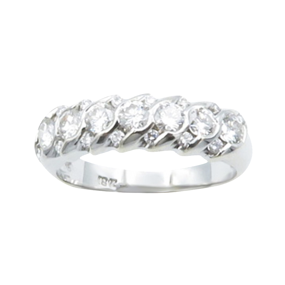 Demi Alliance en or gris 18 k avec 0,70 Cts de Diamants brillants . Taille 53.