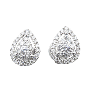Puces d'oreilles Diamants brillants avec 0,36 Cts  G-VS en Or gris 18k.