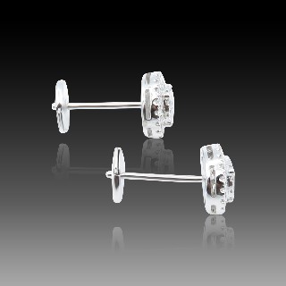 Puces d'oreilles Diamants brillants avec 0,36 Cts  G-VS en Or gris 18k.
