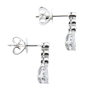 Boucles d'Oreilles Pendantes en or gris 18k avec 0,39 Cts de Diamants G-VS.