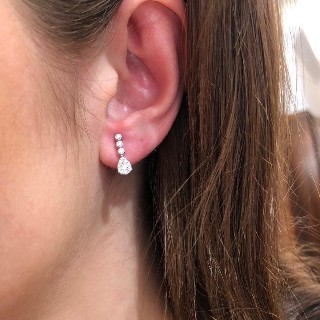 Boucles d'Oreilles Pendantes en or gris 18k avec 0,39 Cts de Diamants G-VS. Boucles d'Oreilles Pendantes en or gris 18k avec 0,39 Cts de Diamants G-VS.