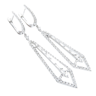 Boucles d'Oreilles Pendantes en or gris 18k avec 0.99 Cts de Diamants G-VS. Boucles d'Oreilles Pendantes en or gris 18k avec 0.99 Cts de Diamants G-VS.