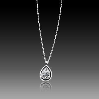 Collier pendentif en forme de poire en or gris 18 Cts avec Diamants brillants . Collier pendentif en forme de poire en or gris 18 Cts avec Diamants brillants .