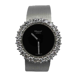 Montre Chopard Dame en or gris 18k massif mécanique vers 1975 avec diamants brillants Montre Chopard Dame en or gris 18k massif mécanique vers 1975 avec diamants brillants