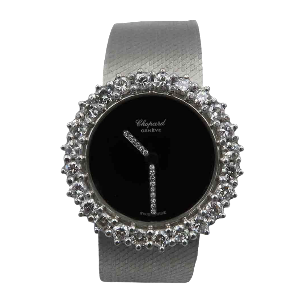 Montre Chopard Dame en or gris 18k massif mécanique vers 1975 avec diamants brillants Montre Chopard Dame en or gris 18k massif mécanique vers 1975 avec diamants brillants