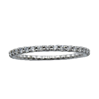 Alliance en Or gris 18 Cts avec 0.41 Cts Diamants Brillants G-VS .Taille 53.