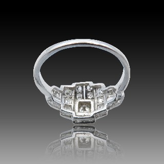 Bague Art Déco en platine avec 0.60 Cts de Diamants taille ancienne G-VS. taille 56-57