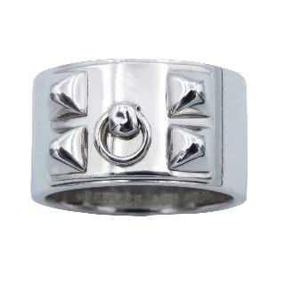  Bague Hermes Collier de Chien argent massif grand modèle. boite d'origine