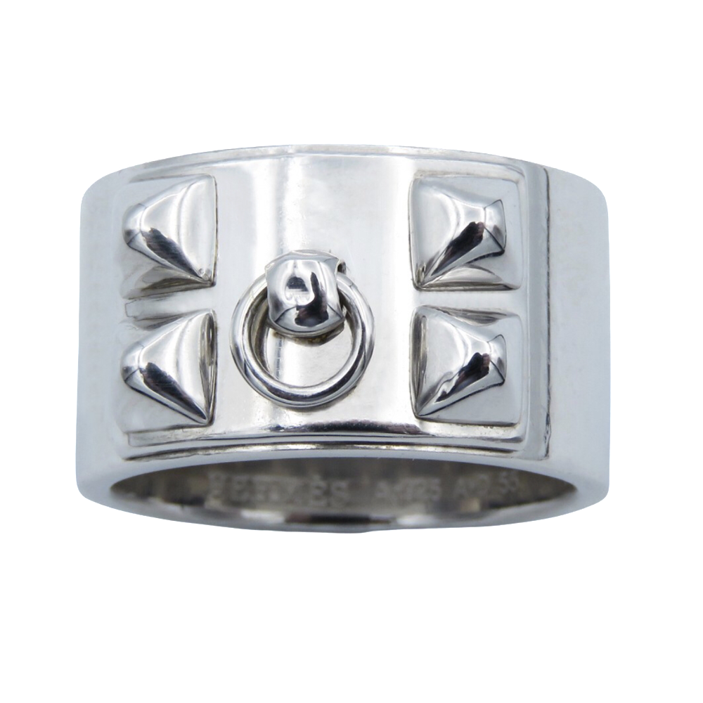  Bague Hermes Collier de Chien argent massif grand modèle. boite d'origine