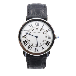 Montre Cartier Homme "Solo ronde" en acier quartz  vers 2000