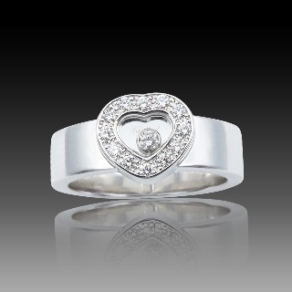 Bague Chopard Happy Diamonds Or Gris 18k Diamants. Taille 56