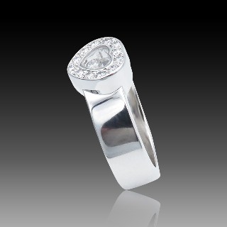 Bague Chopard Happy Diamonds Or Gris 18k Diamants. Taille 56