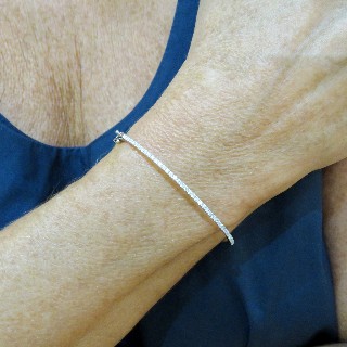Bracelet Jonc Rigide en Or gris 18k avec Diamants brillants