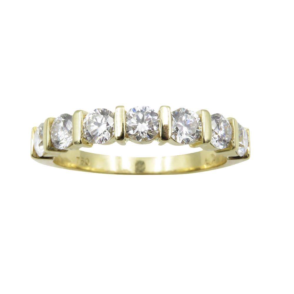 Demi Alliance or jaune 18k avec 1.12 Cts de Diamants Brillants . Taille 55-56.