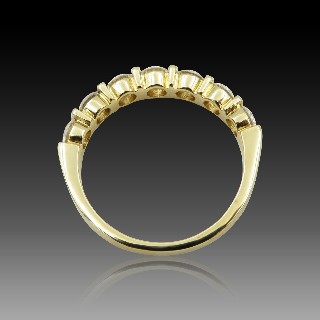 Demi Alliance or jaune 18k avec 1.12 Cts Diamants Brillants . Taille 55-56.