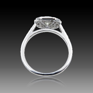 Bague Solitaire Or gris 18k Diamant 0,56 Cts F-VVS1 -HRD + Diamants brillants