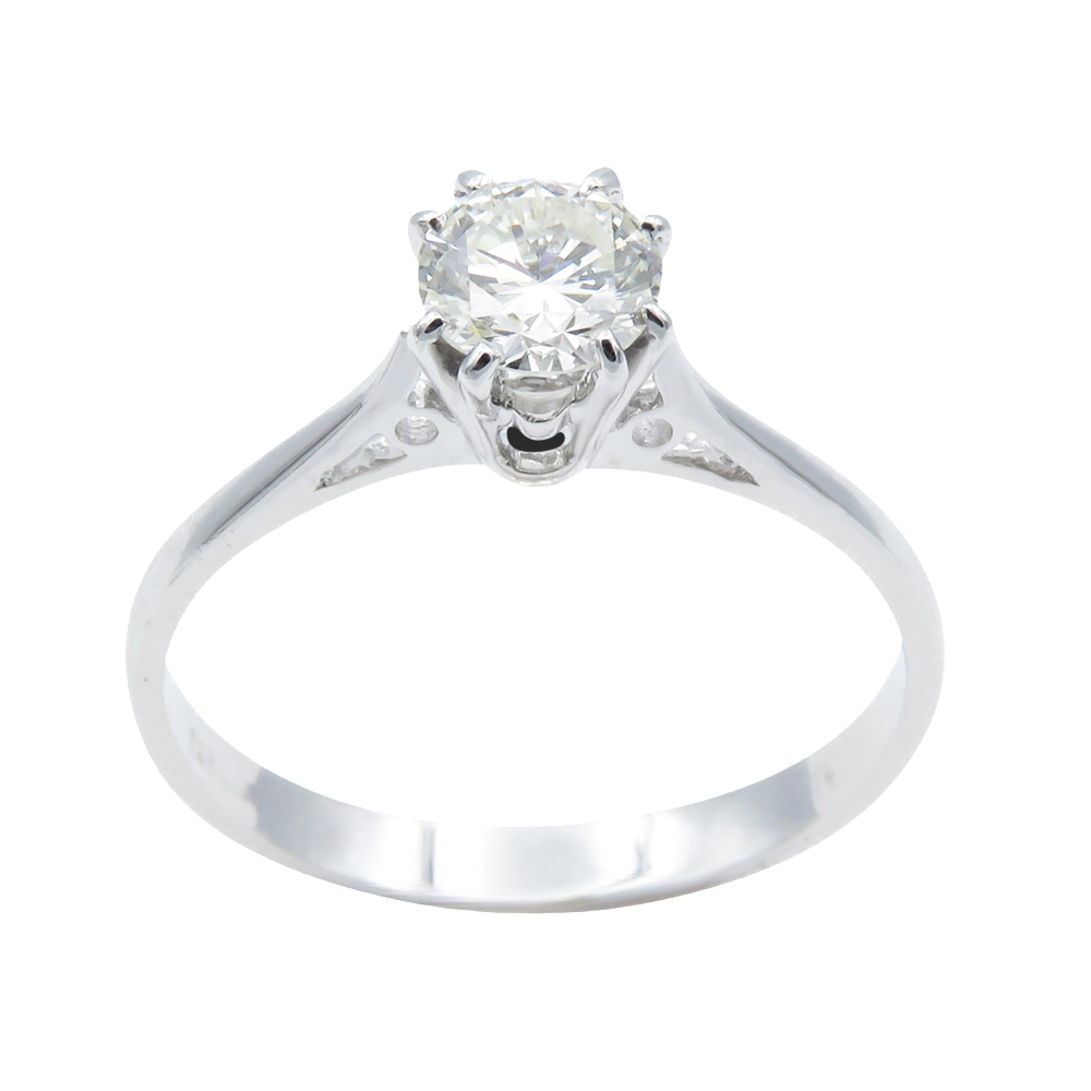 Solitaire en Or gris 18 Cts avec Diamant brillant 0,56 Cts I-SI1 (HRD)