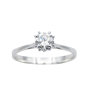 Solitaire en Or gris 18 Cts avec Diamant brillant 0,56 Cts I-SI1 (HRD)