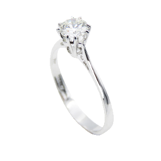 Solitaire en Or gris 18 Cts avec Diamant brillant 0,56 Cts I-SI1 (HRD)