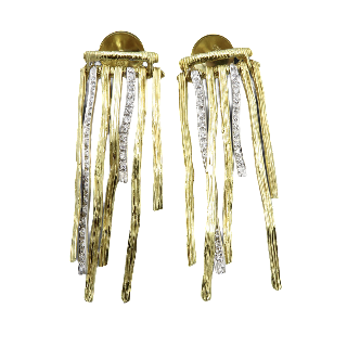Boucles d'oreilles Roberto Coin Or jaune et gris 18k diamants brillants Boucles d'oreilles Roberto Coin Or jaune et gris 18k diamants brillants