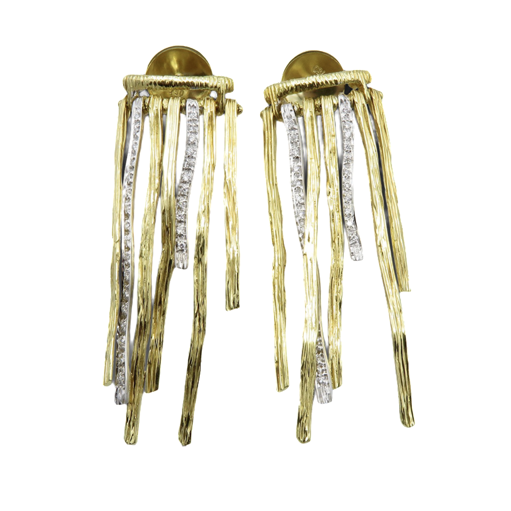 Boucles d'oreilles Roberto Coin Or jaune et gris 18k diamants brillants Boucles d'oreilles Roberto Coin Or jaune et gris 18k diamants brillants