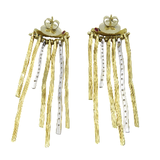 Boucles d'oreilles Roberto Coin Or jaune et gris 18k diamants brillants Boucles d'oreilles Roberto Coin Or jaune et gris 18k diamants brillants