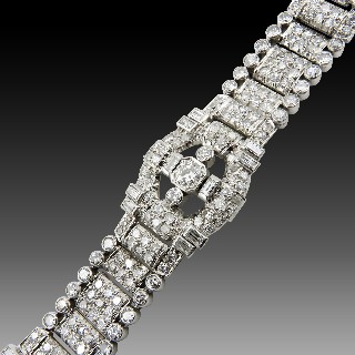 Bracelet Or gris 18k Style Art Déco avec environ 10,0 Cts de diamants, vers 1960