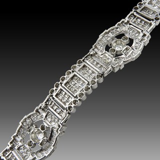 Bracelet Or gris 18k Style Art Déco avec environ 10,0 Cts de diamants, vers 1960