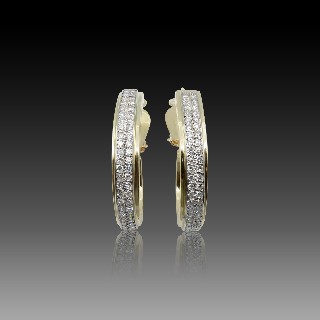 Boucles d'oreilles en Or jaune et gris 18k et 2.80 Cts de Diamants brillants G-VS