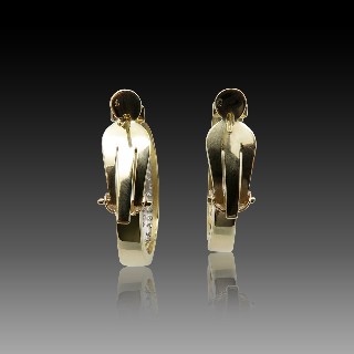 Boucles d'oreilles en Or jaune et gris 18k et 2.80 Cts de Diamants brillants G-VS Boucles d'oreilles en Or jaune et gris 18k et 2.80 Cts de Diamants brillants G-VS