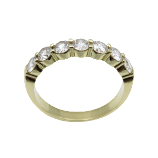 Demi Alliance or jaune 18k avec 1.26 Cts de Diamants Brillants . Taille 59/60. Demi Alliance or jaune 18k avec 1.26 Cts de Diamants Brillants . Taille 59/60.