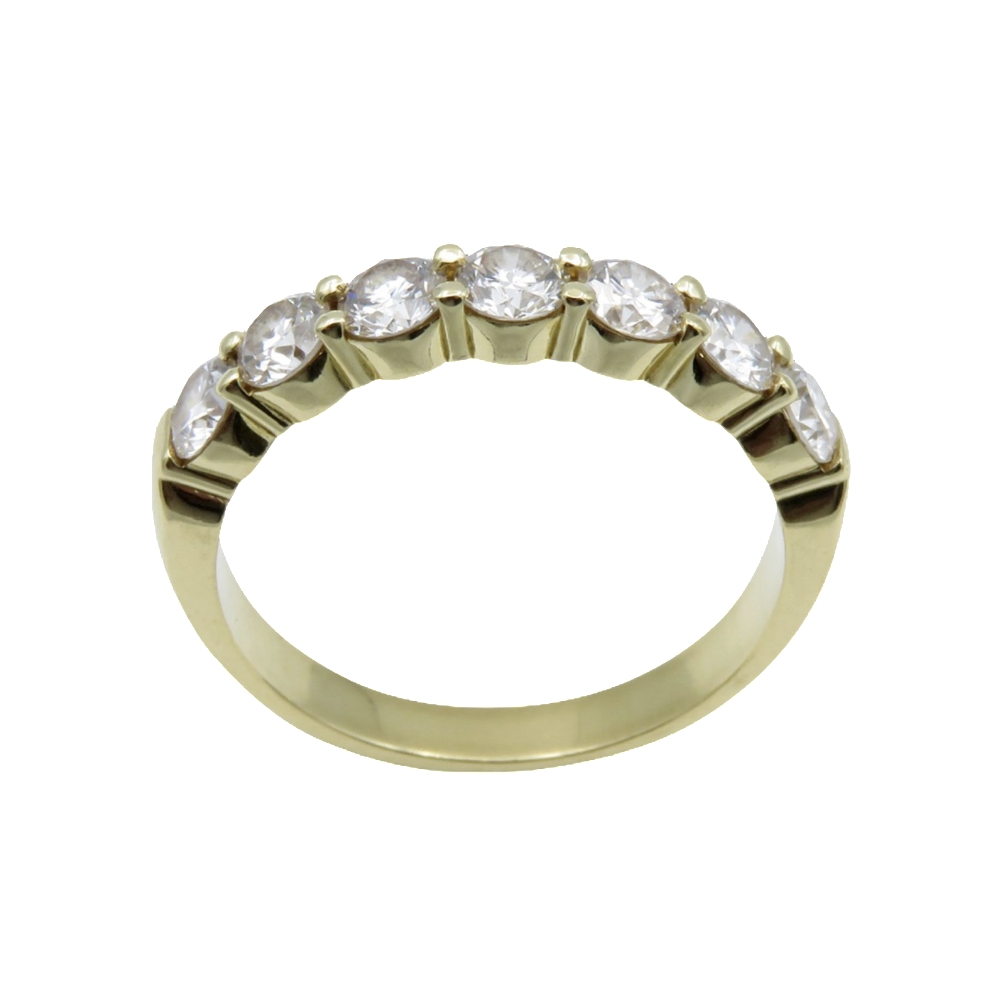 Demi Alliance or jaune 18k avec 1.26 Cts de Diamants Brillants . Taille 59/60. Demi Alliance or jaune 18k avec 1.26 Cts de Diamants Brillants . Taille 59/60.