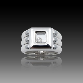 Bague Chopard Happy Diamonds Or gris 18k Diamants Taille 53