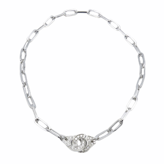 Collier DINH VAN , Menottes R15 Or gris 18 Cts et Diamants, 38 cm